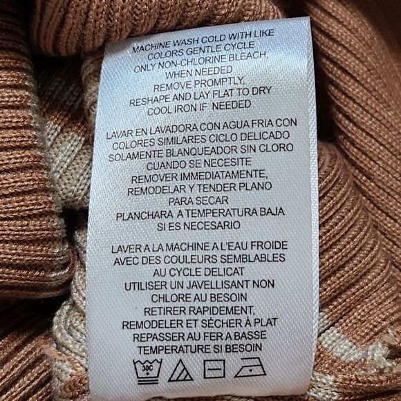 Almost Famous Ribbed Midi Dress Short Sleeve White Blue Tan Striped Colorblock M - Picture 8 of 10